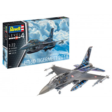 KIT PARA MONTAR REVELL AVIÃO LOCKHEED MARTIN F-16D TIGERMEET 2014 1/72 130 PEÇAS REV 03844